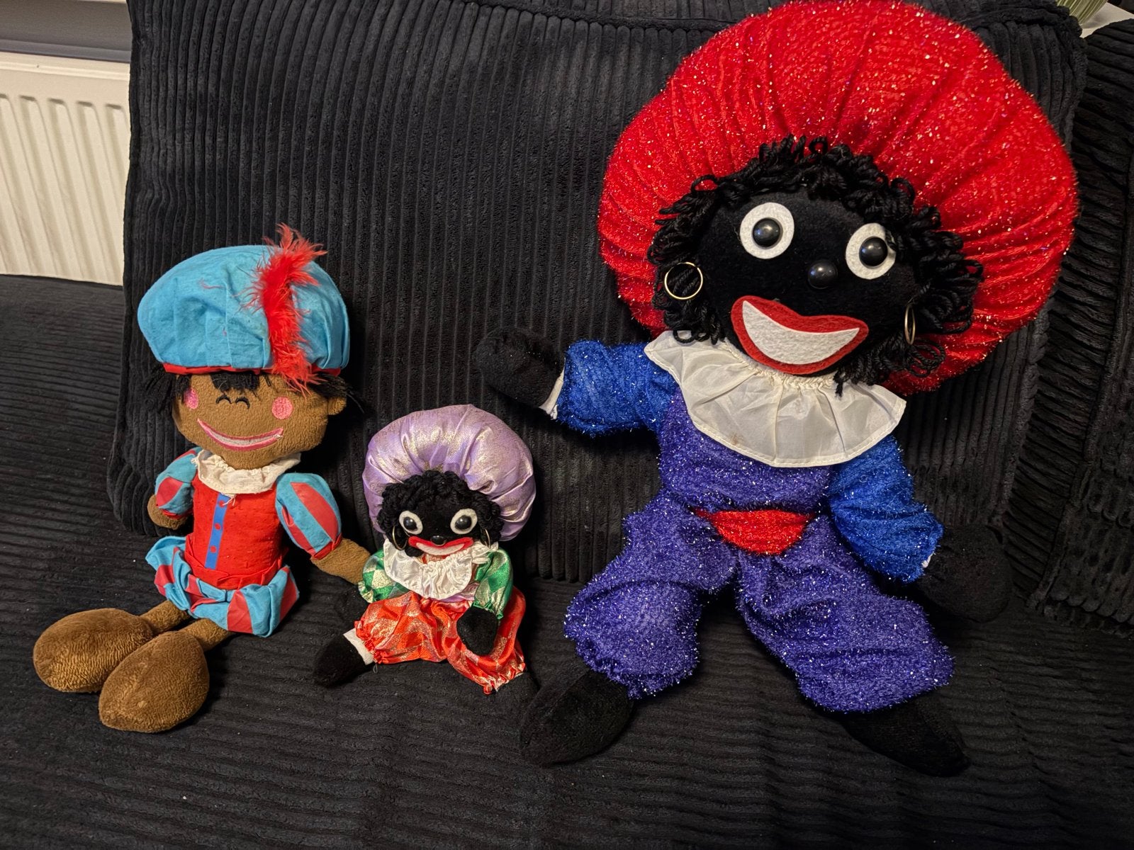 Vintage Zwarte Pieten Knuffels - Set van 3, Gebruikt, Overige karakters, Overige typen, Zwart