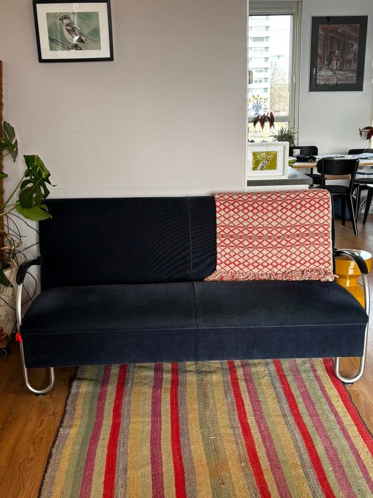 Gispen 444 3-zits diepblauw, Ophalen, 150 tot 200 cm, Driepersoons, 75 tot 100 cm