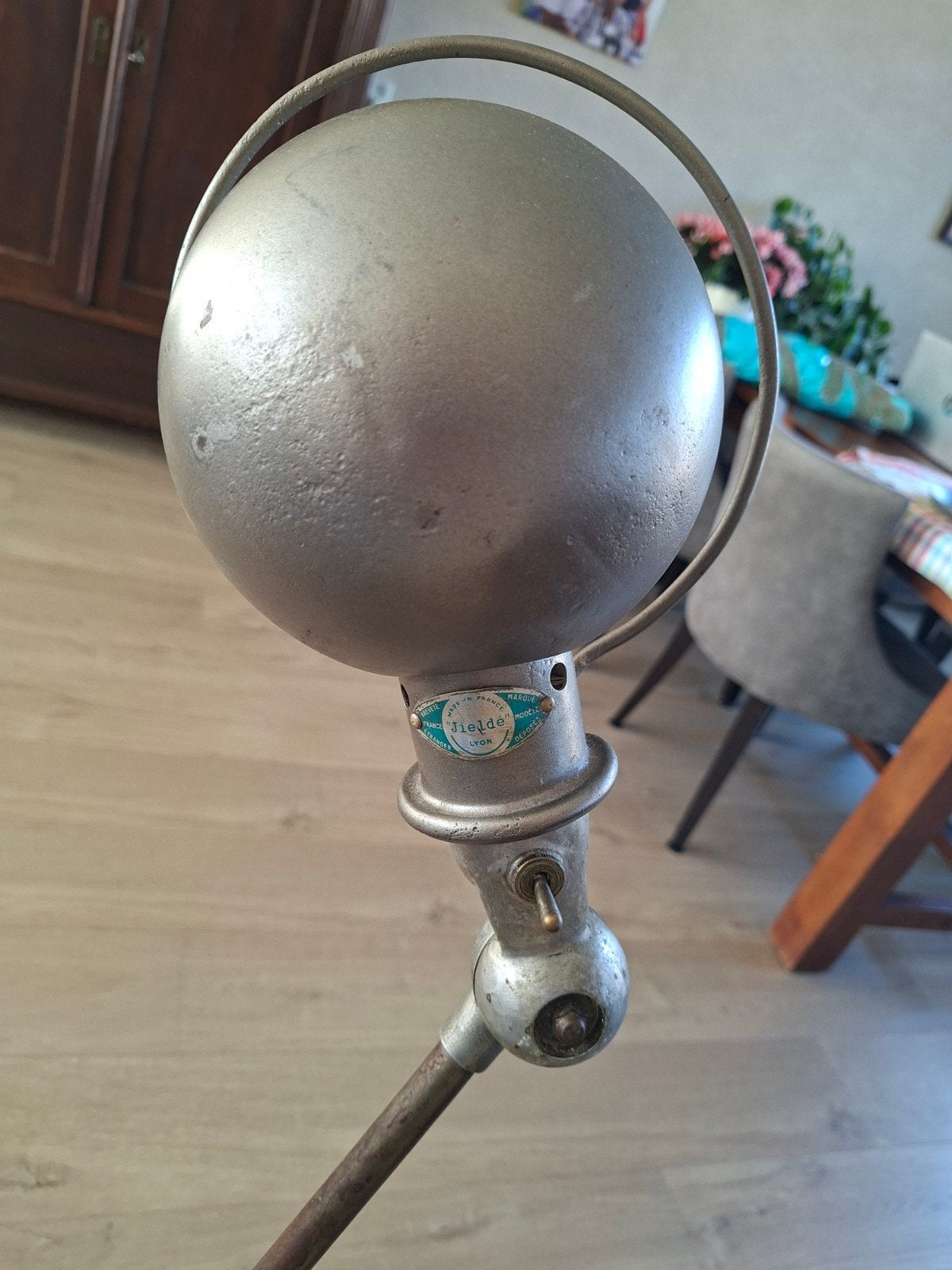 Vintage Jielde vloerlamp met oude fitting, Ophalen of Verzenden