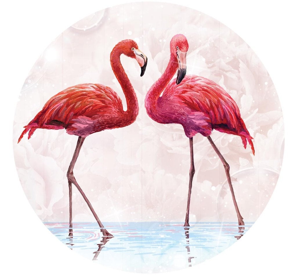 Behangcirkel Flamingo fotobehang, muursticker, Muurdeco4kids, Verzenden, Fotobehang
