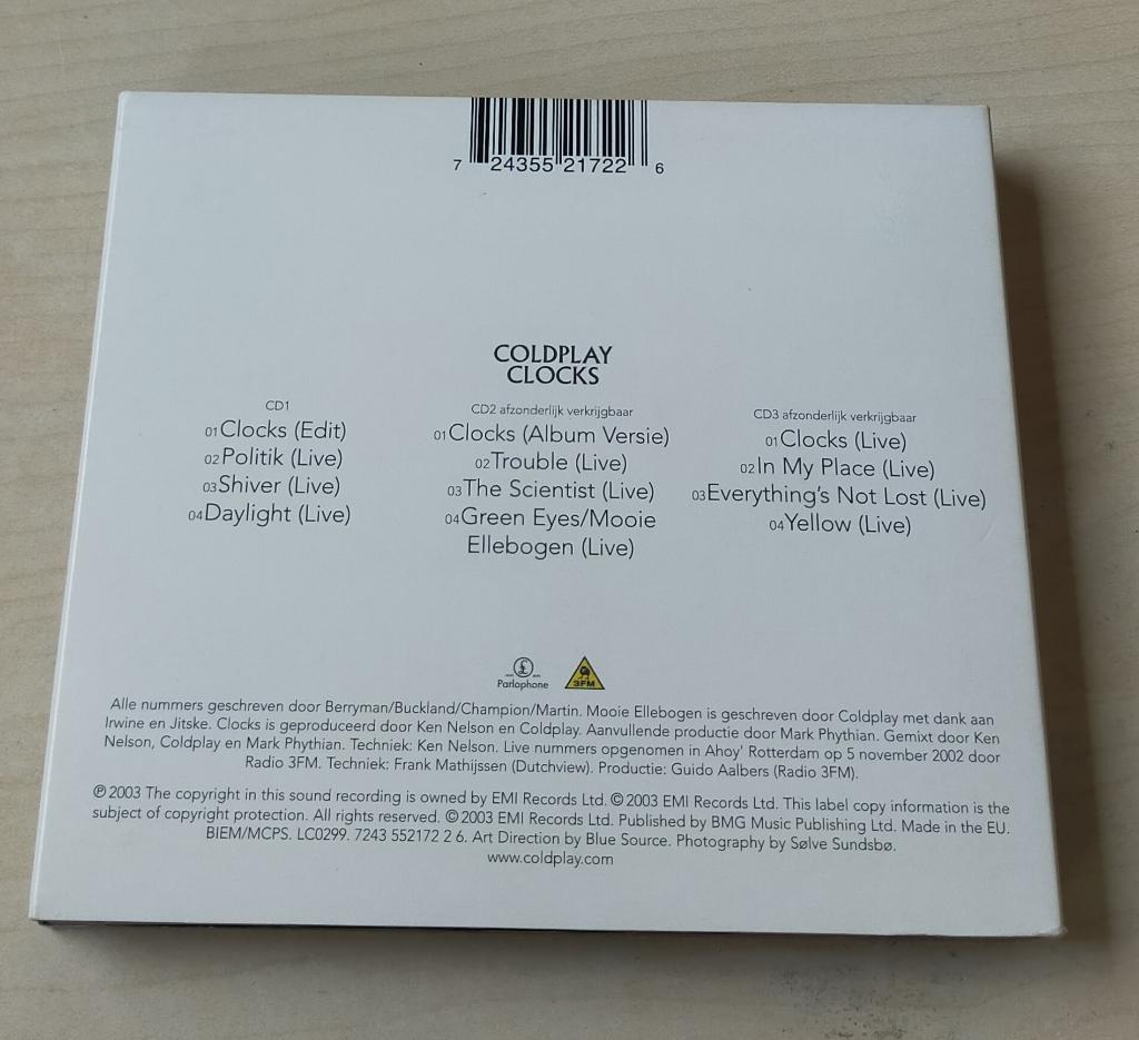 Coldplay - Clocks 3CD Single Set Compleet 12trk 2003, Cd's en Dvd's, Cd Singles, Ophalen of Verzenden, Gebruikt, Pop