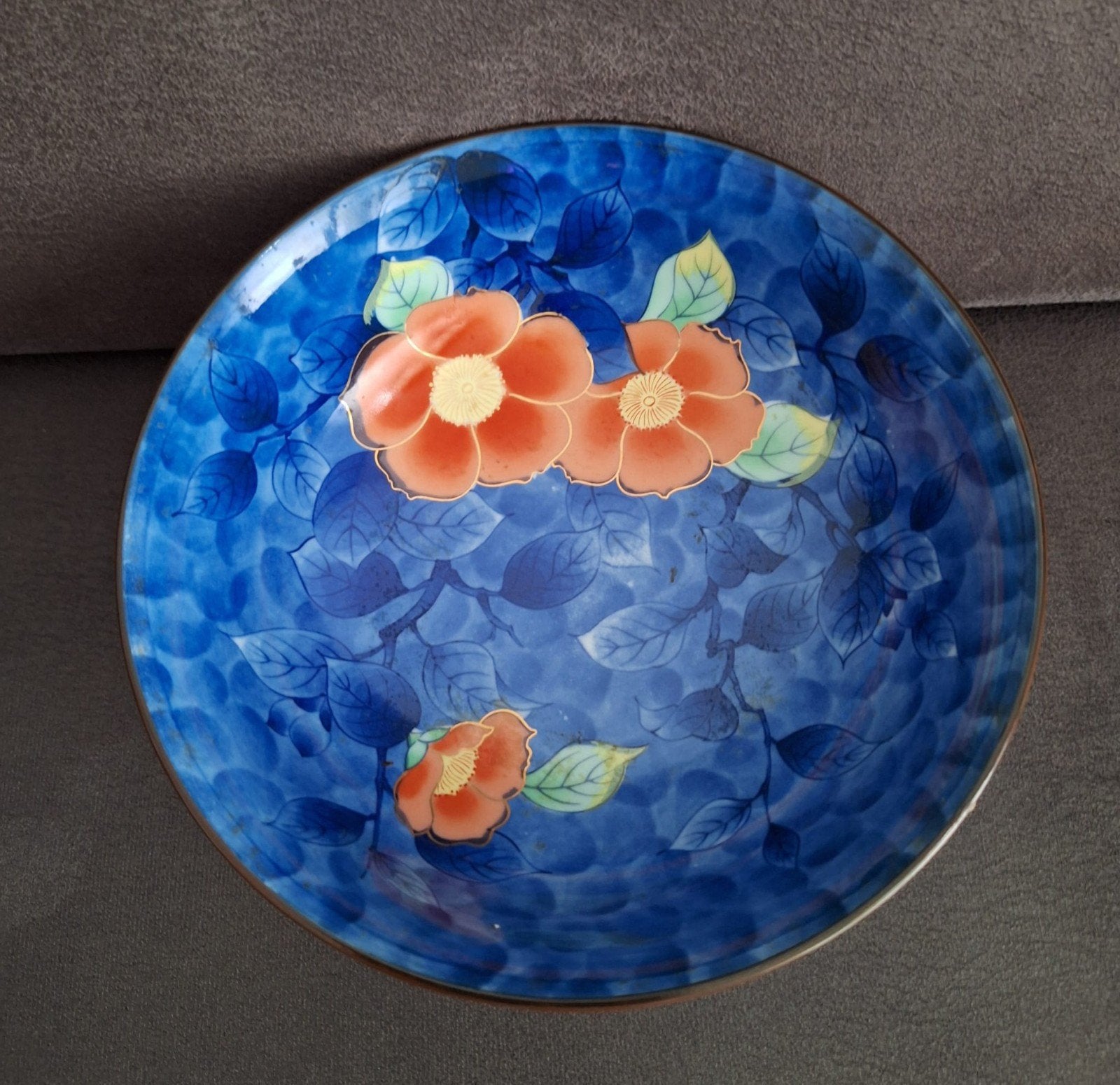 Vintage Japanse schaal met bloemmotief, Ophalen of Verzenden