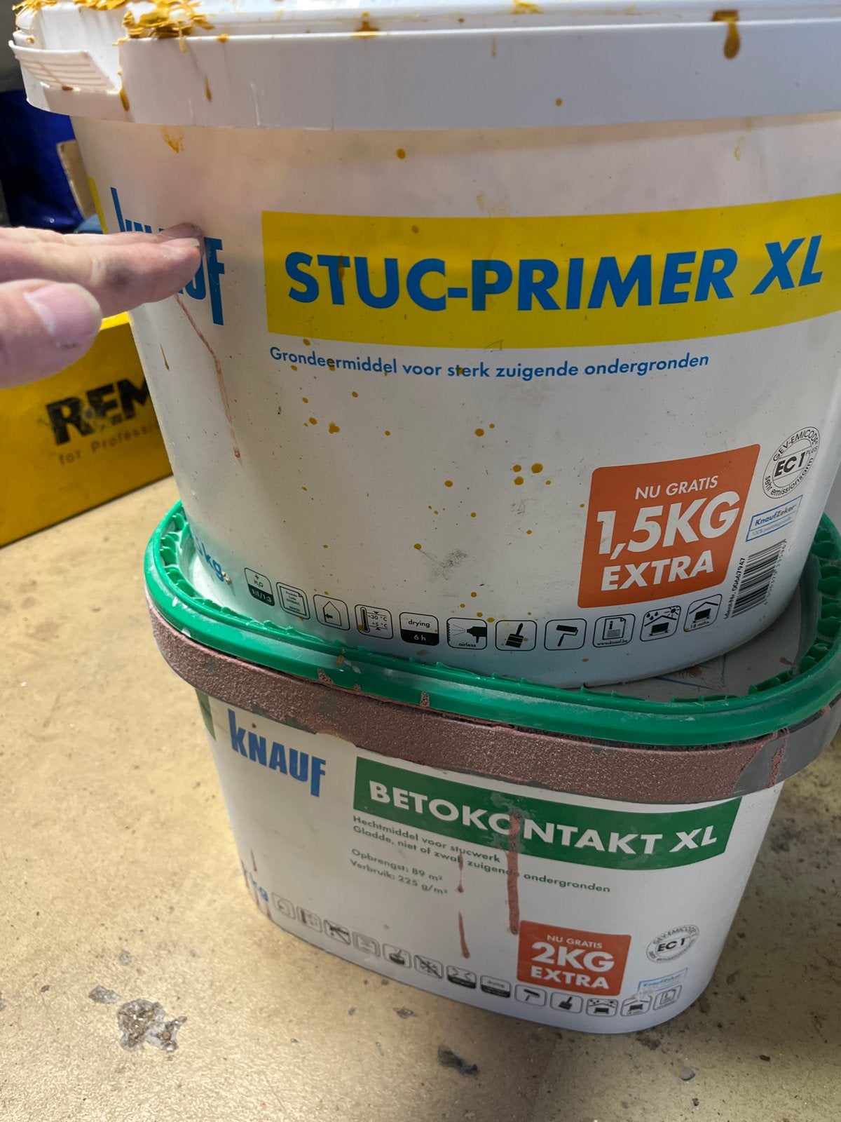 Knauf Stucprimer XL - Grondmiddel voor zuigende ondergronden, Doe-het-zelf en Verbouw, Ophalen, Gebruikt, 5 tot 10 liter, Geel