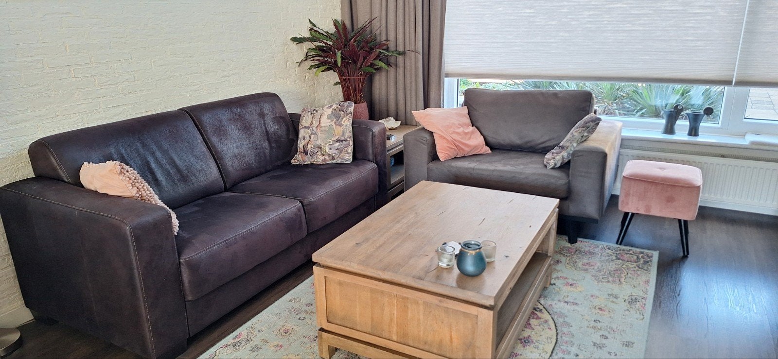 Nous living  loveseat antraciet microleer., Ophalen, Zo goed als nieuw, Leer