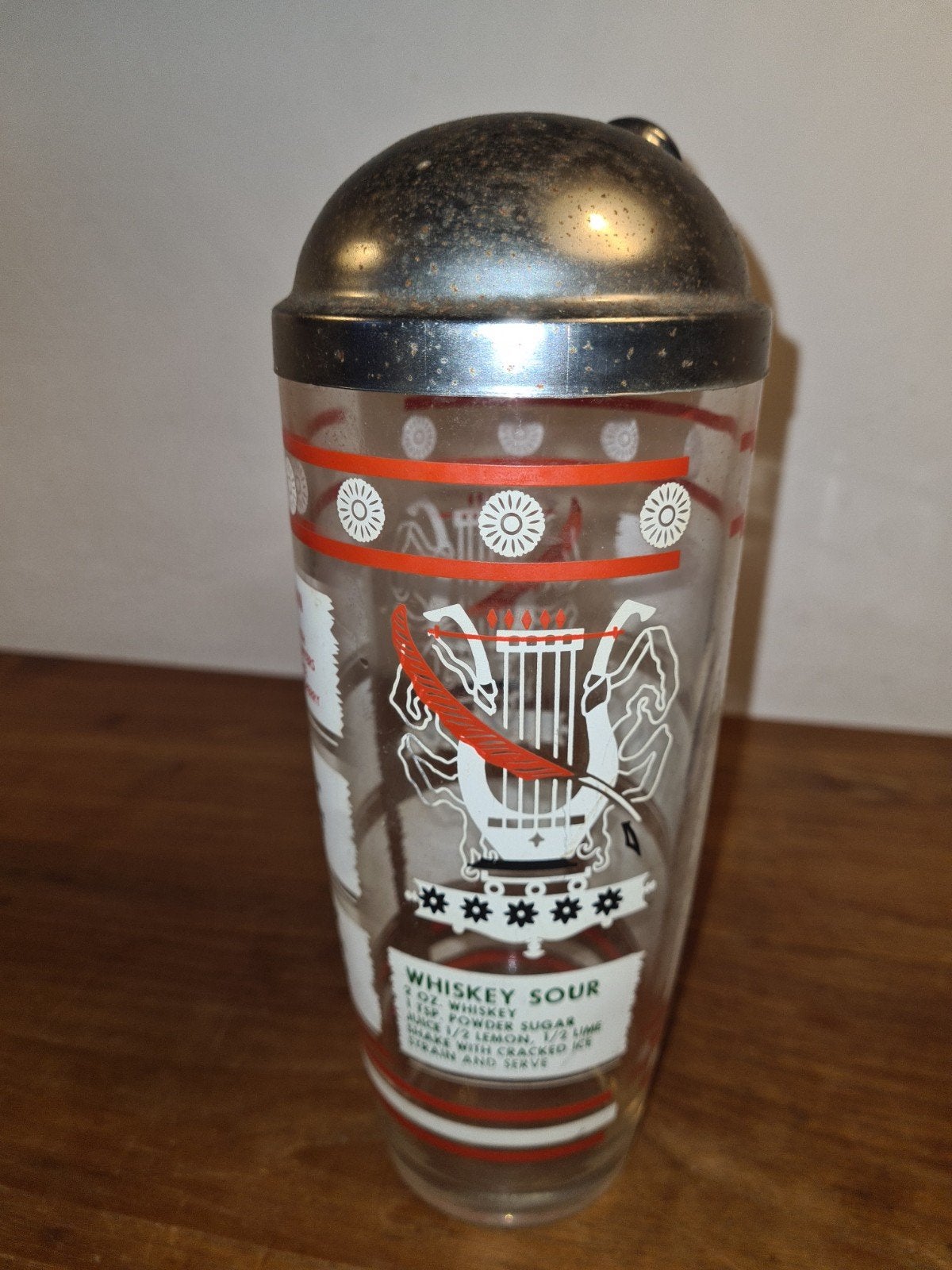 retro/vintage cocktail shaker met recepten, Ophalen, Metaal, Overige merken, Overige typen