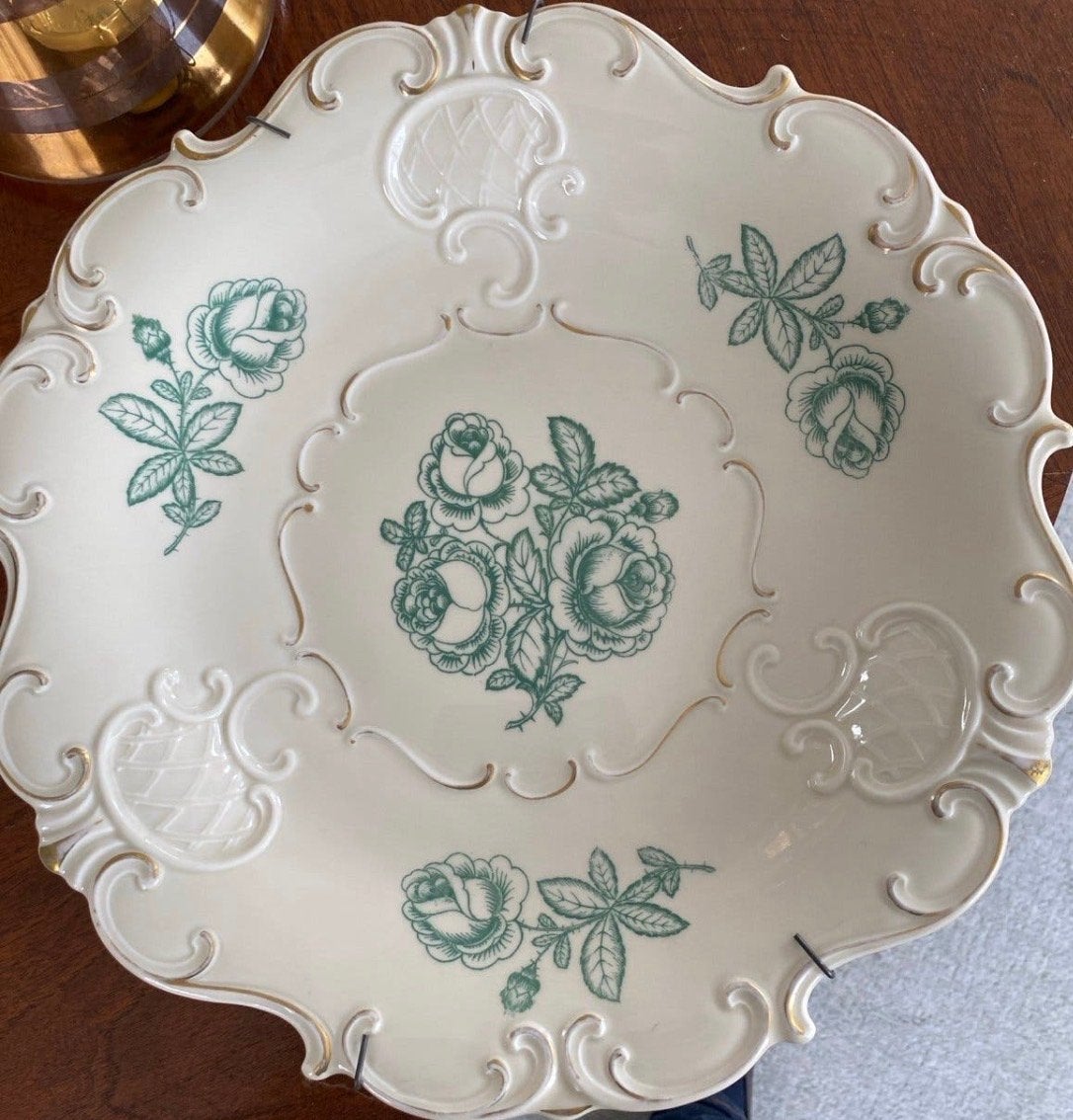 Antiek Steinmann Tiefenfurt wandbord met rozen, 30 cm, Antiek en Kunst, Antiek | Wandborden en Tegels, Ophalen of Verzenden