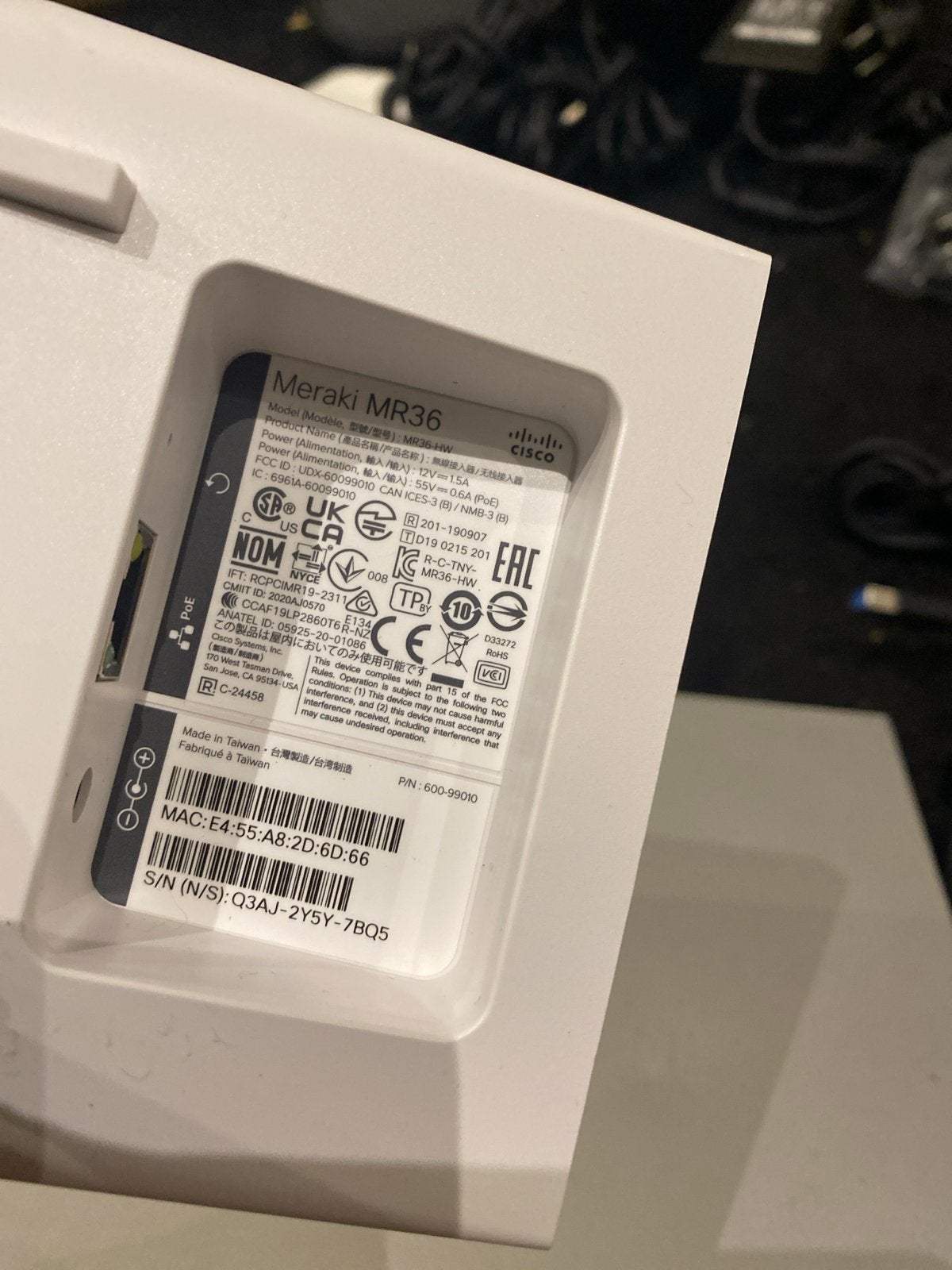 Cisco Meraki MR36 Access Point - Let op: zonder adapter, Computers en Software, Accesspoints, Ophalen of Verzenden, Gebruikt