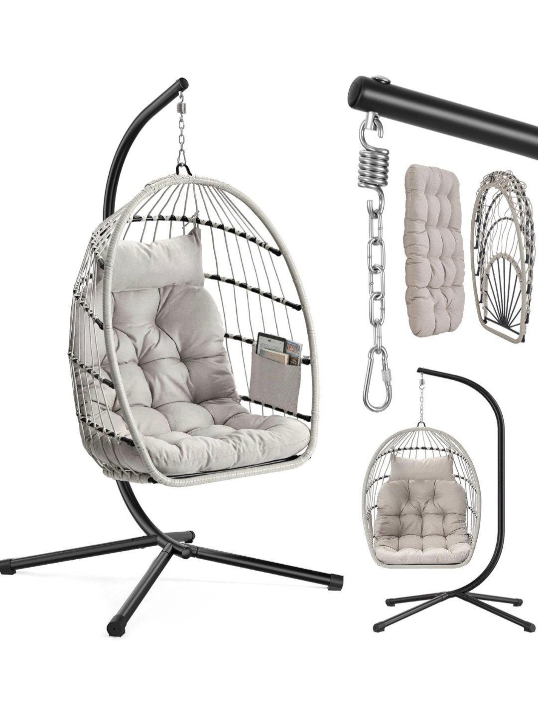 Hangstoel met standaard - Wit/Grijs - Max 160kg new, Ophalen of Verzenden, Nieuw, Metaal