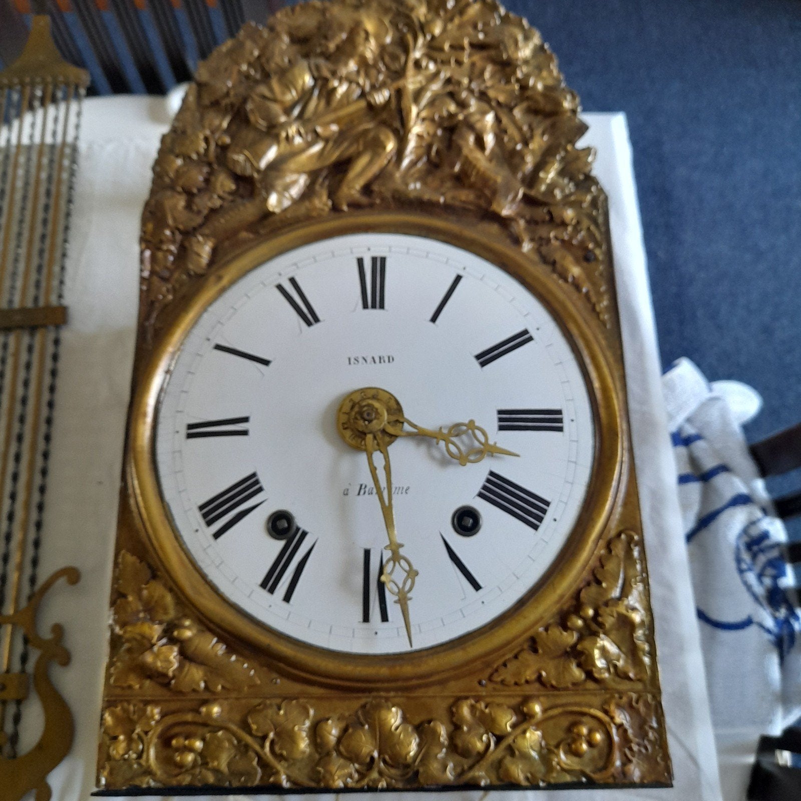 Antieke Comtoise Isnard a Barreme  met wekker uit 1850, Antiek en Kunst, Ophalen