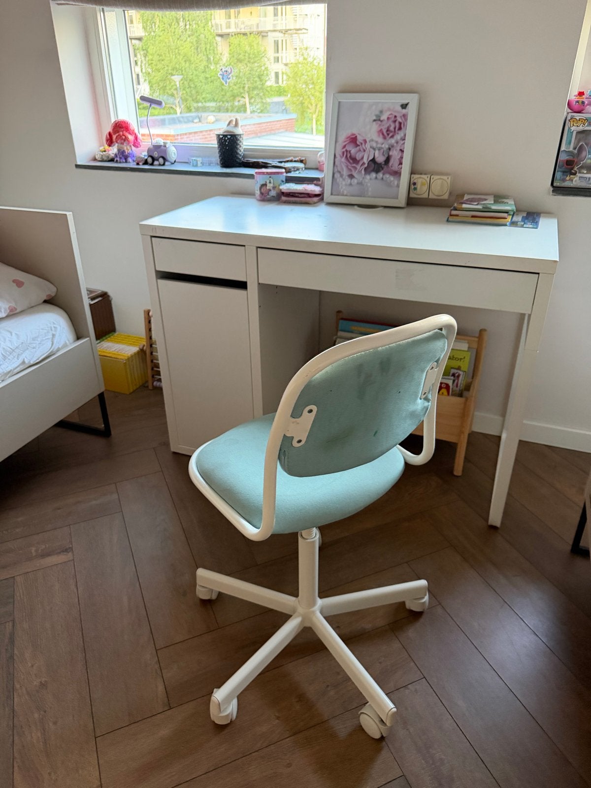 IKEA kinderbureau en stoel, Ophalen, Gebruikt, Met lades, IKEA