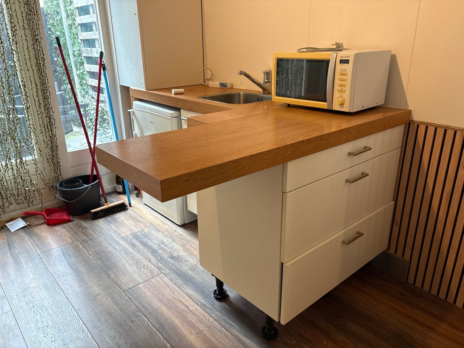 Compacte keuken, Ophalen, Gebruikt, Wit, Enkelwandige keuken