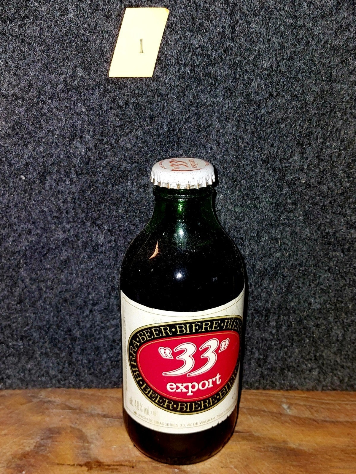 33 Export Bierglas met bijbehorende fles, Ophalen of Verzenden, Gebruikt, Glas of Glazen, Overige merken