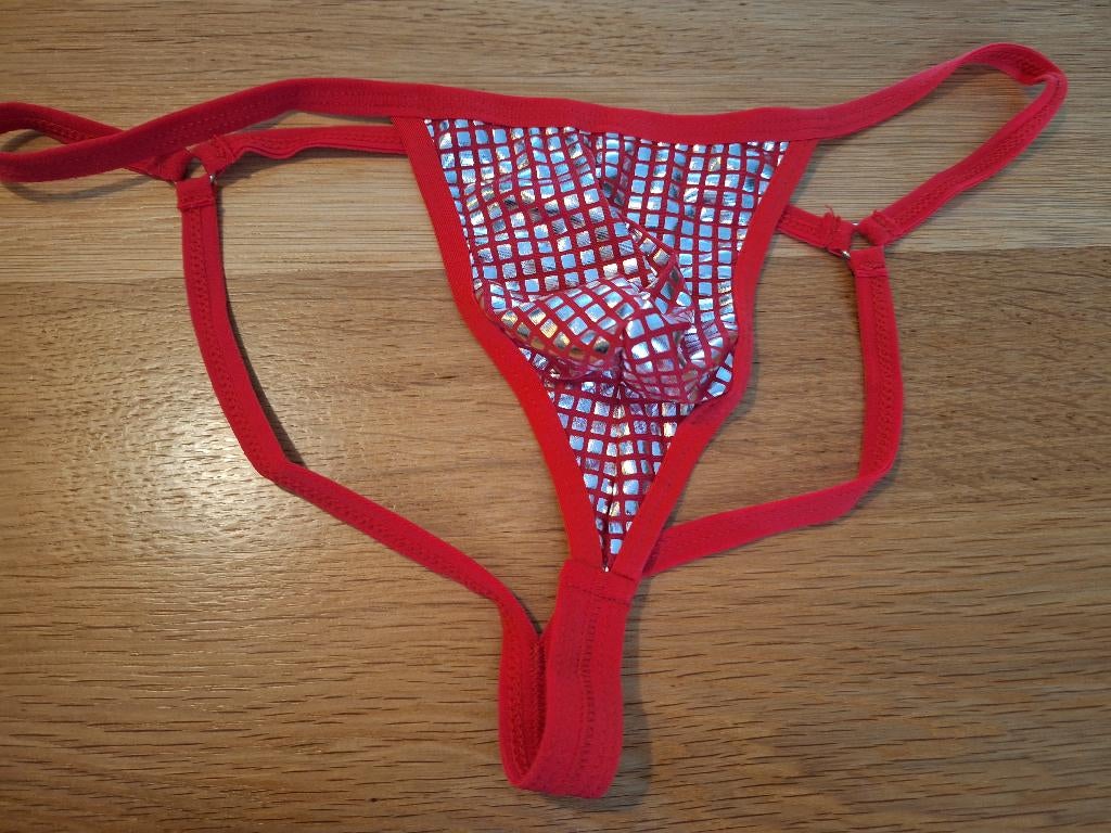 Sexy string metallic patchworkstof, Verzenden, Rood, Overige typen