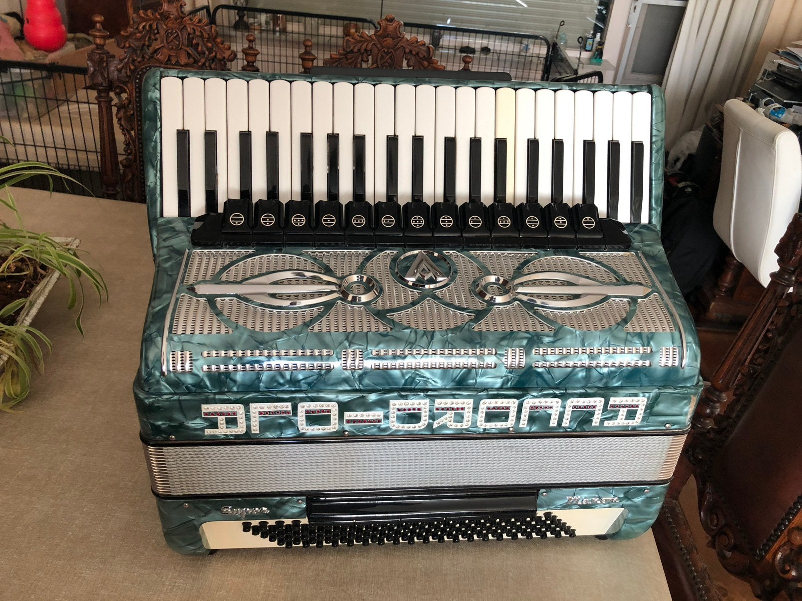 Accordiola Super Manon 5-korig 120 bas, Muziek en Instrumenten, Accordeons, Ophalen, Gebruikt, Met koffer, Toetsaccordeon