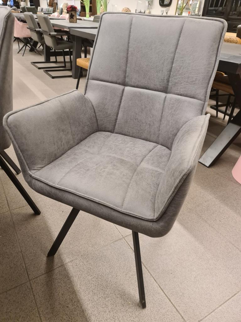 Nieuwe eetkamerstoel leer microvezel grijs €75 per stuk, Ophalen, Industrieel landelijk barok brocante koloniaal boheems vintage