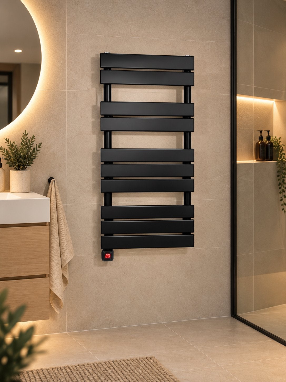 Elektrische badkamer radiator zwart, Info@d-radiatoren.nl, Radiator, Minder dan 60 cm, Ophalen of Verzenden