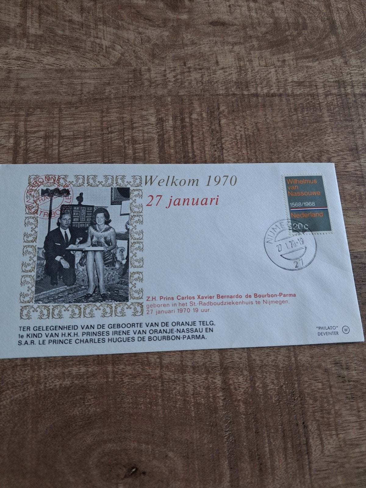 Welkom 1970 - Geboorte Prins Carlos Xavier, Ophalen of Verzenden, Zo goed als nieuw, Nederland, Kaart, Foto of Prent