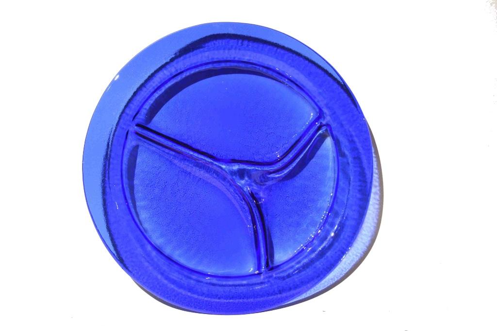 Pukeberg Sweden - Eva Englund - Kobalt schaal - 1970’s, Schaal, Rond, Ophalen of Verzenden, Glas