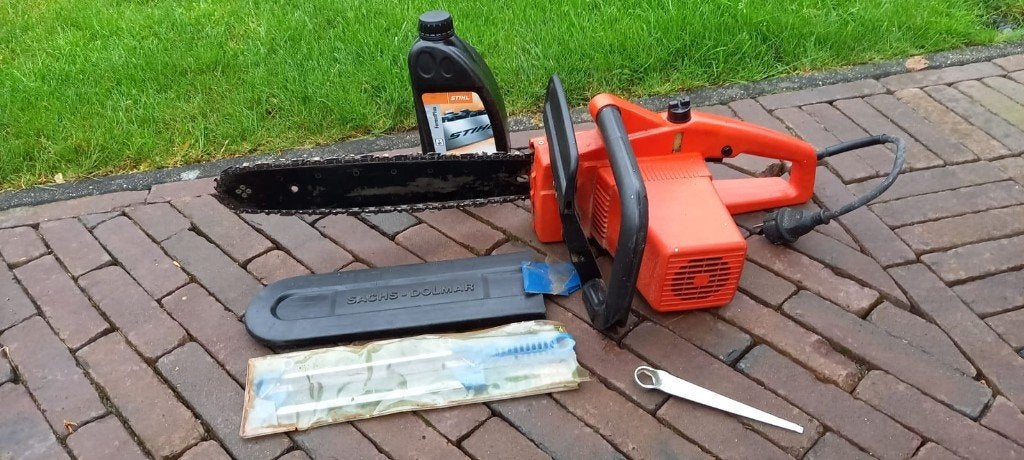 Electrische kettingzaag Sachs-Dolmar incl. slijpvijl/olie, Ophalen, Gebruikt, Kettingzaag, Sachs-Dolmar