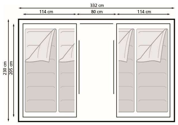 Eurotrail Santiago 120 Poly 2 persoons Vis-a-Vis tent nieuw, Caravans en Kamperen, Tenten, Info@eurotrail.com, Eurotrail, Tot en met 2