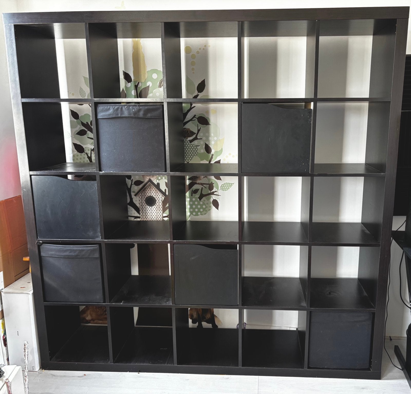 IKEA KALLAX open kast zwartbruin 25 vaks 147x147, Ophalen, Gebruikt