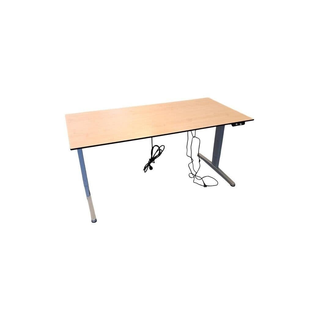 Aspa Mezzo Elektrisch Bureau Zilvergrijs Ahorn 160 x 80, Overige typen, Gebruikt, Spaanplaat of MDF, Ophalen of Verzenden