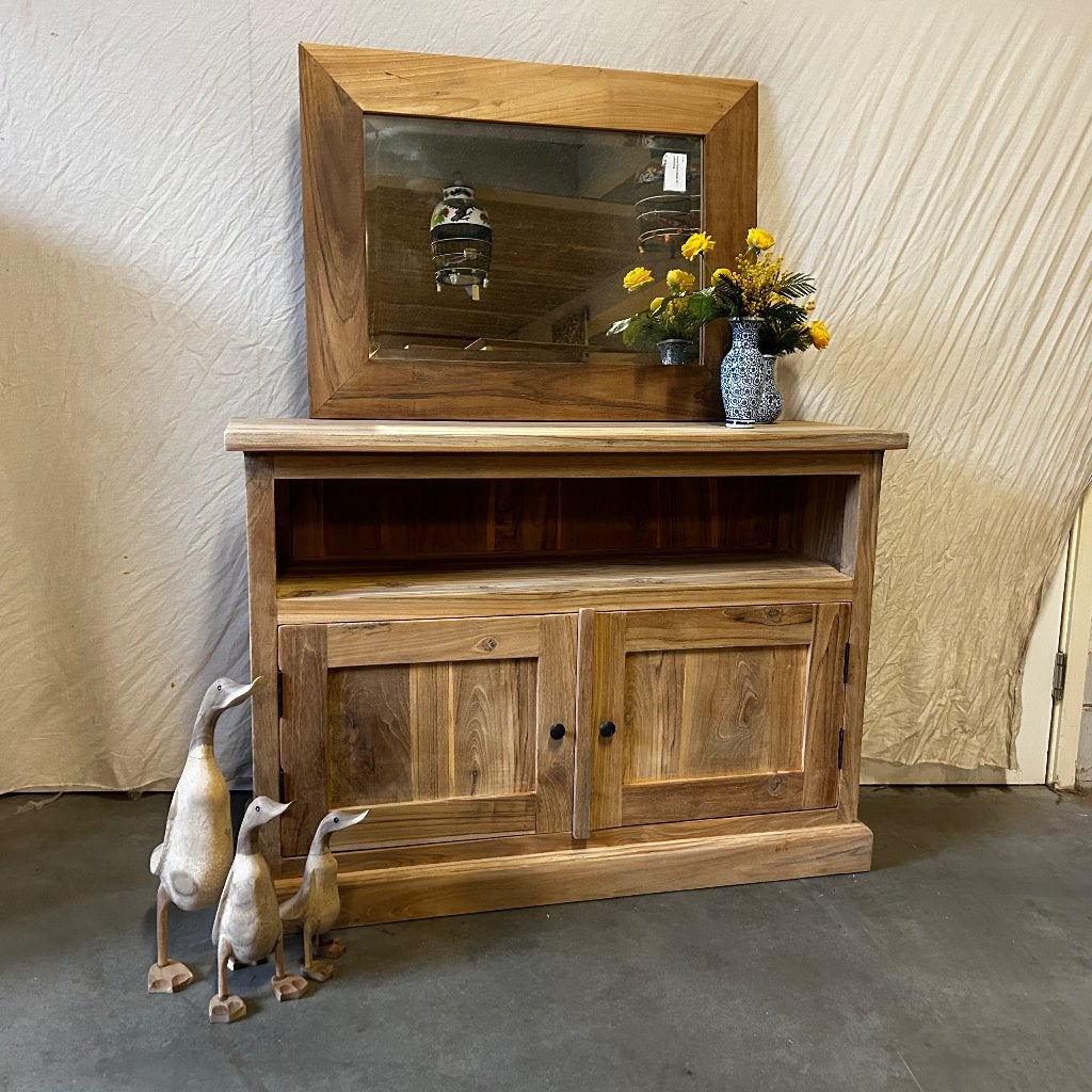 TV meubel - 105 cm breed - 2 deuren - massief Teak-TTM Wonen, TTM Wonen, Meubels – (Perzische) Tapijten en Woonaccessoires, 100 tot 150 cm