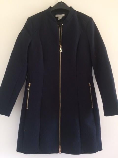 Donkerblauwe trenchcoat, Maat 38/40 (M), H&M, Blauw, Ophalen of Verzenden