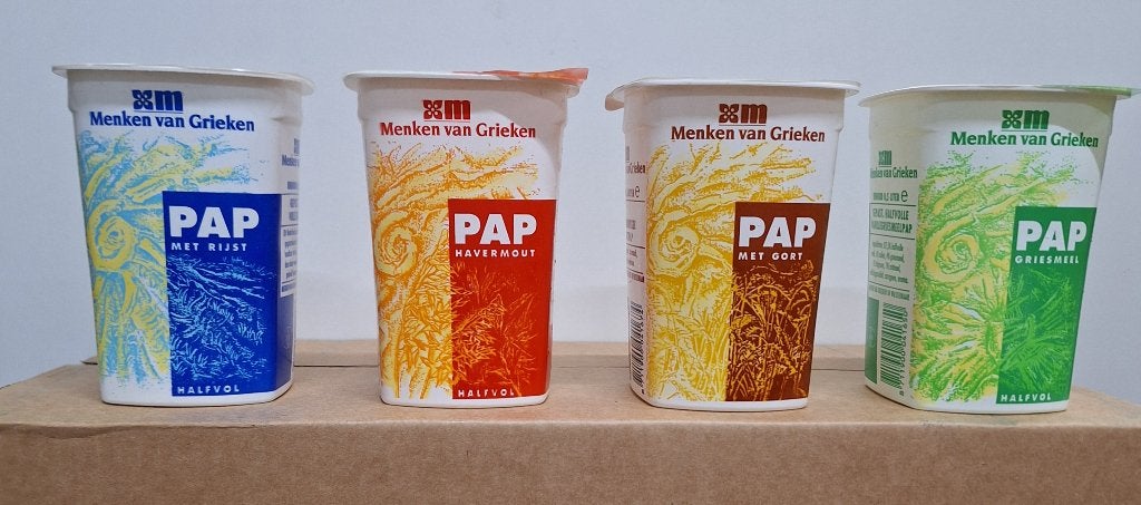Pap verpakkingen bekers van Menken van Grieken, Verzamelen, Merken en Reclamevoorwerpen, Verzenden, Nieuw, Verpakking