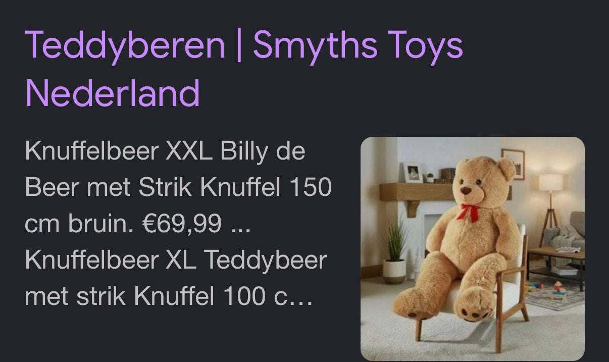 TEDDYBEER XXL 150cm, Kinderen en Baby's, Speelgoed | Knuffels en Pluche, Ophalen, Overige merken, Overige karakters, Beer