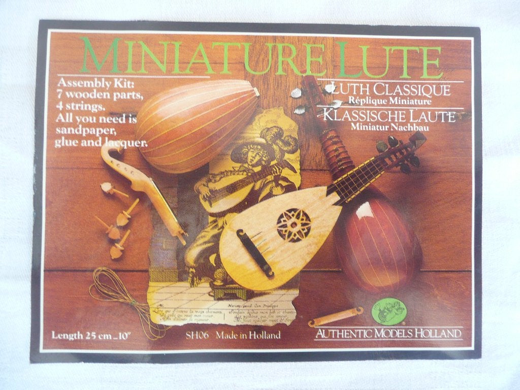 Miniatuur bouw houten muziekinstrument luit, miniature lute, Ophalen of Verzenden, Nieuw, Hout, Knutselwerk