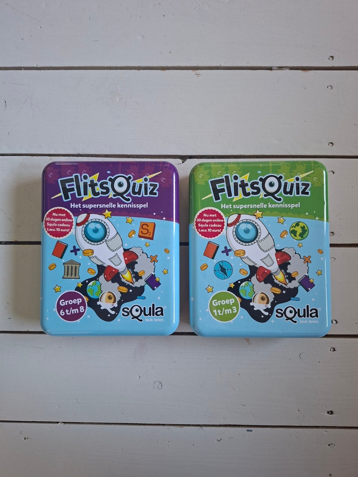 2 Squla flitsquiz spellen, Drie of vier spelers, Ophalen of Verzenden, Zo goed als nieuw, IdIdentity Games