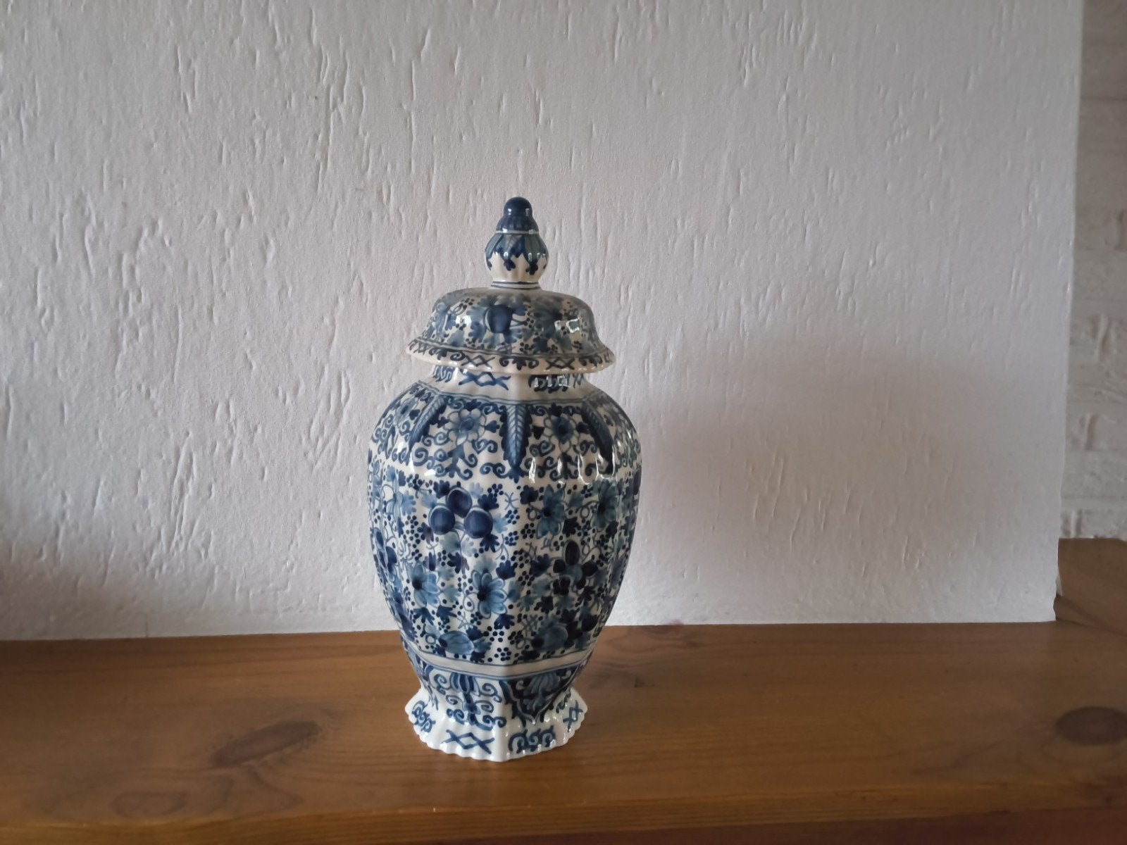 Antieke Makkum Aardewerk Gemberpot/Vaas met Deksel, Ophalen