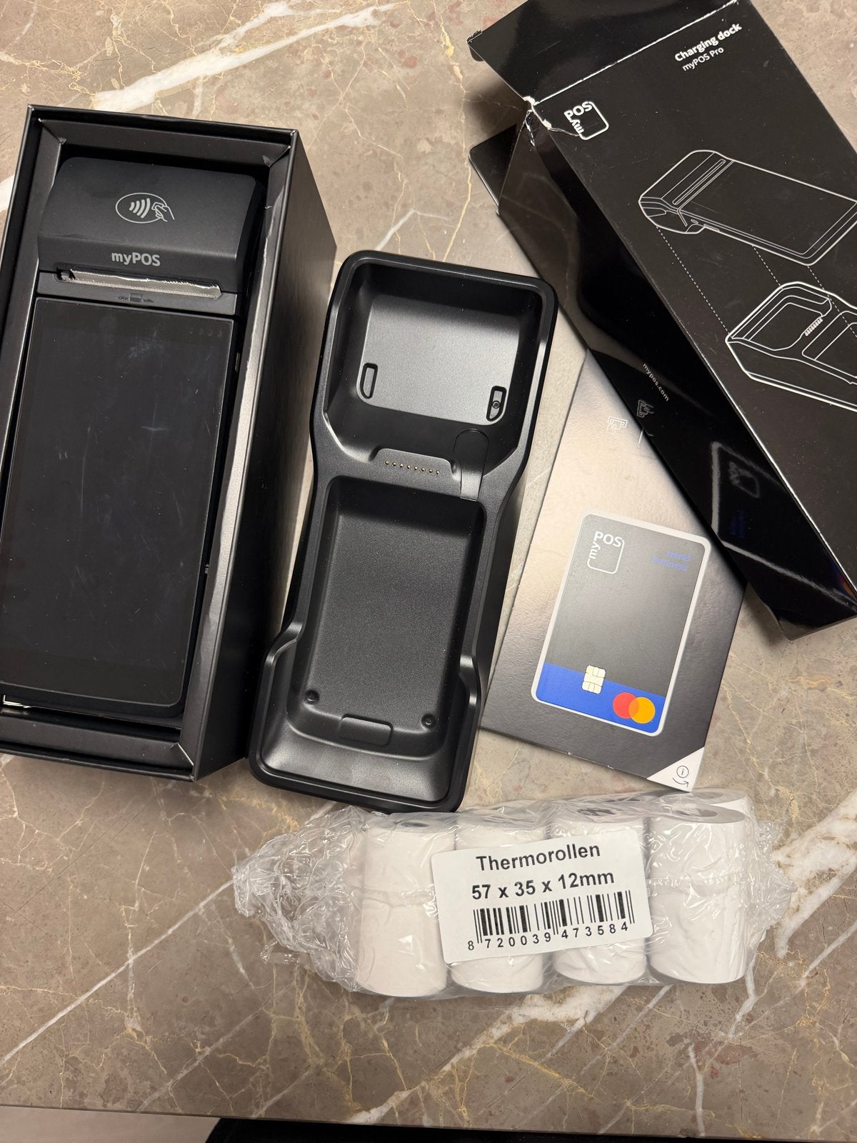 myPOS Pro betaalterminal met laadstation en thermorollen, Ophalen of Verzenden