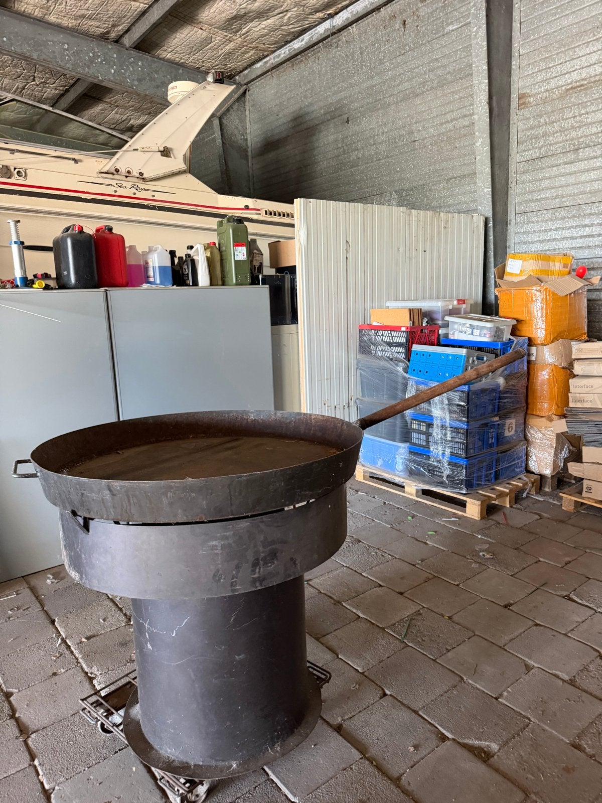 2 stuks Grote vuurschaal/BBQ op gas met paella pan, Ophalen of Verzenden, Gebruikt