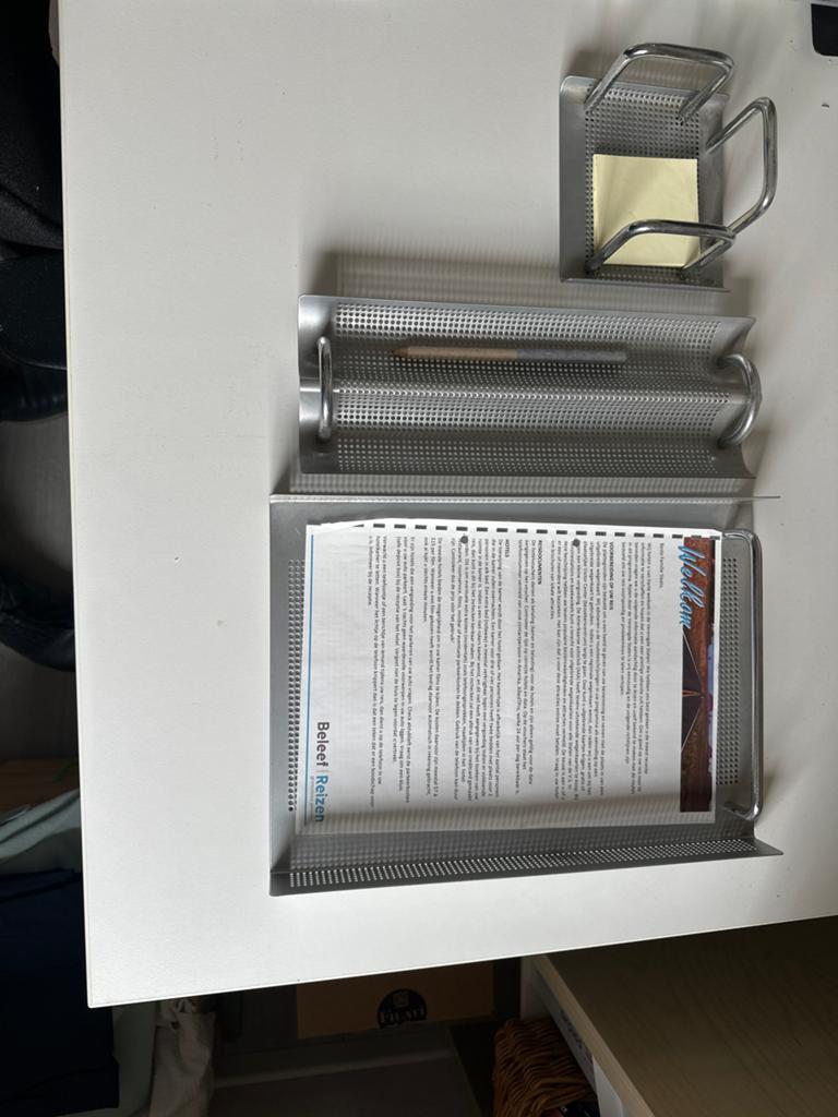 Alluminium set. A4 opberg bak A4 en memoblaadjes , pennebak, Ophalen of Verzenden