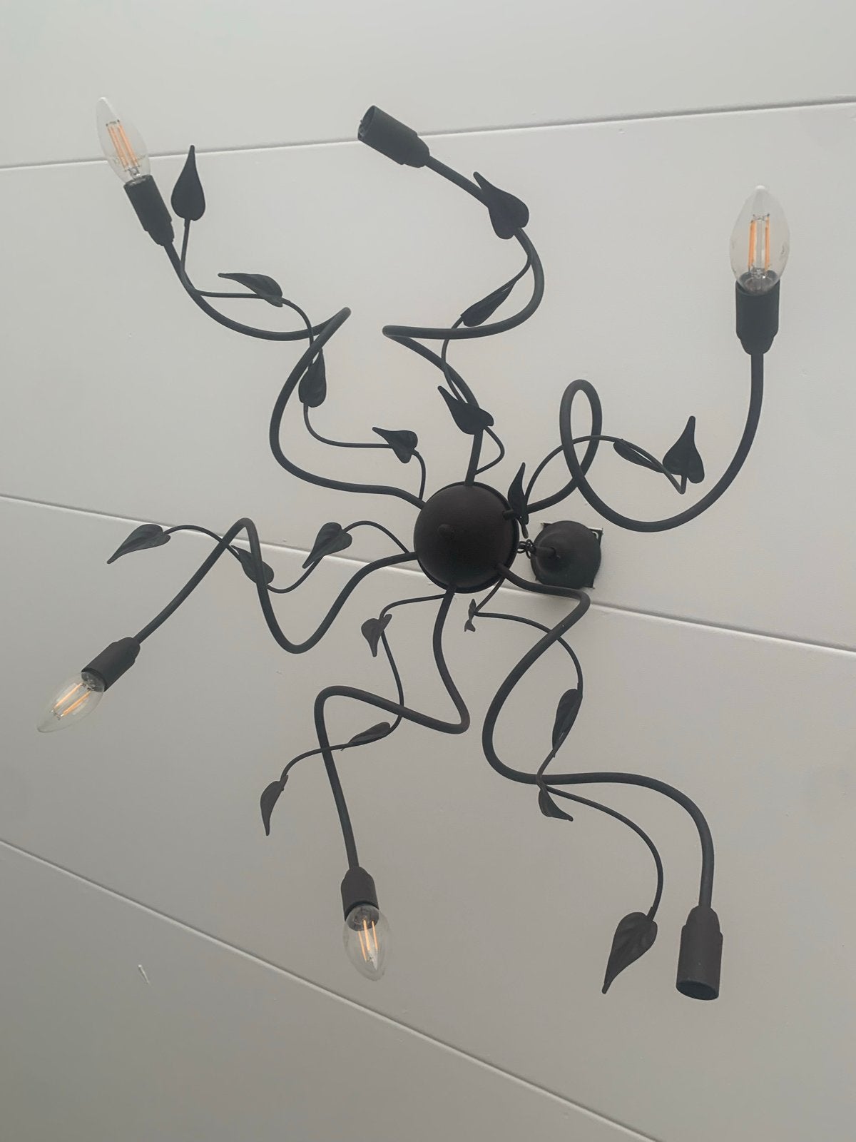 Set van 2 unieke plafondlampen met bladeren design, Ophalen, Gebruikt, Zwart, Design