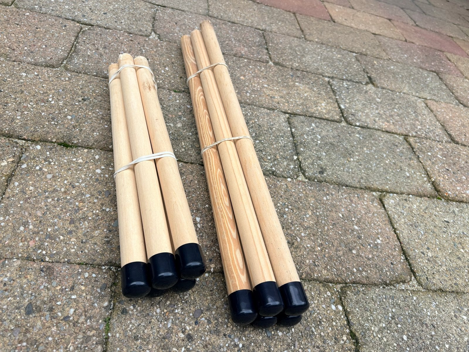 Houten stokken met rubberen doppen - Diverse lengtes, Ophalen of Verzenden, Gebruikt