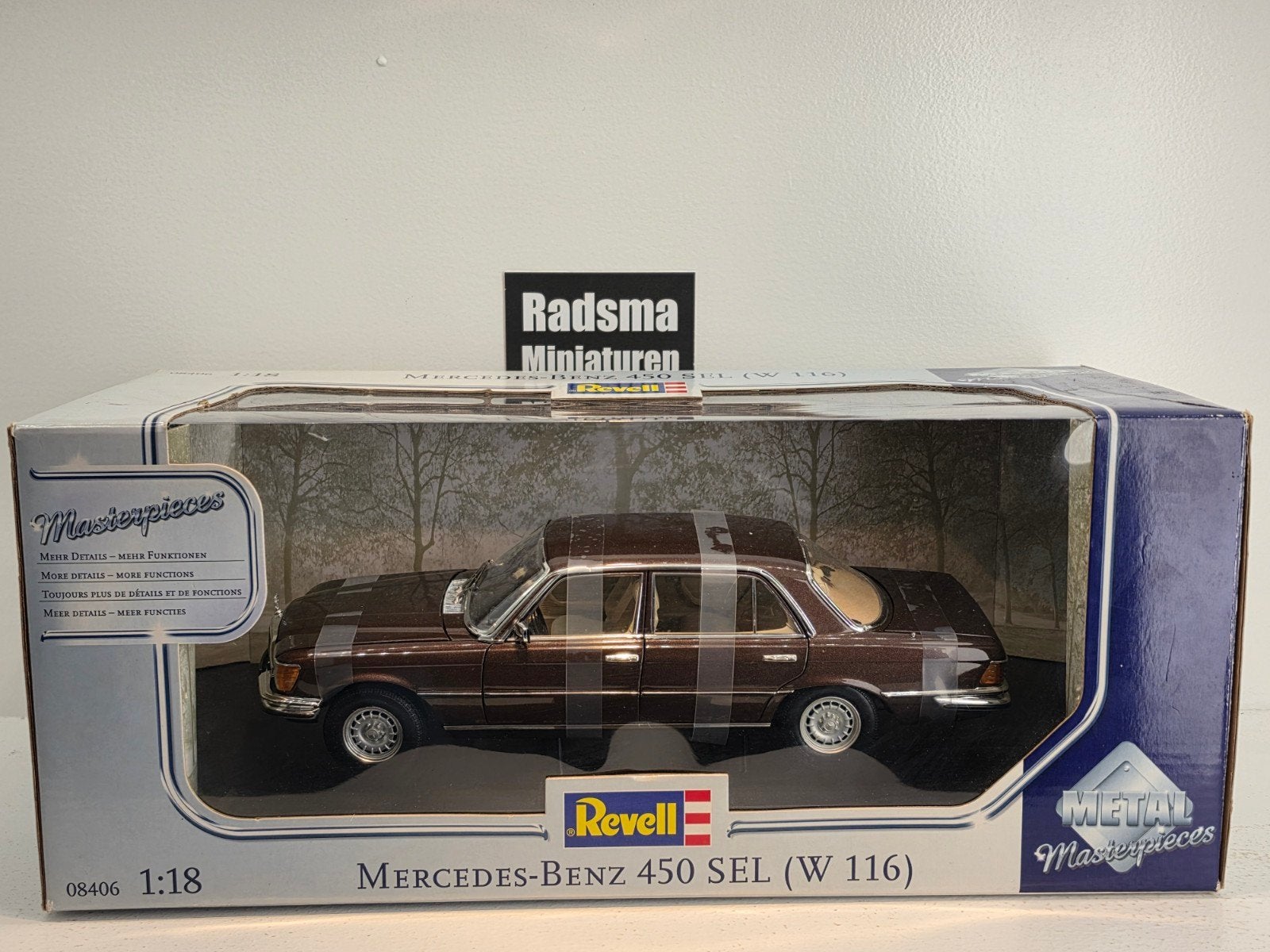 Mercedes-Benz 450 SEL W116 - Brown metallic - 1:18 Revell, Hobby en Vrije tijd, Modelauto's | 1:18, Auto, Nieuw, Norev, Ophalen of Verzenden