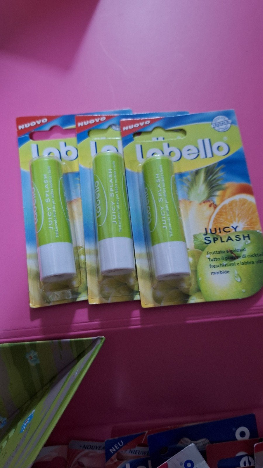 labello yuicy splash 3 stuks, Lippen, Nieuw, Ophalen of Verzenden, Make-up
