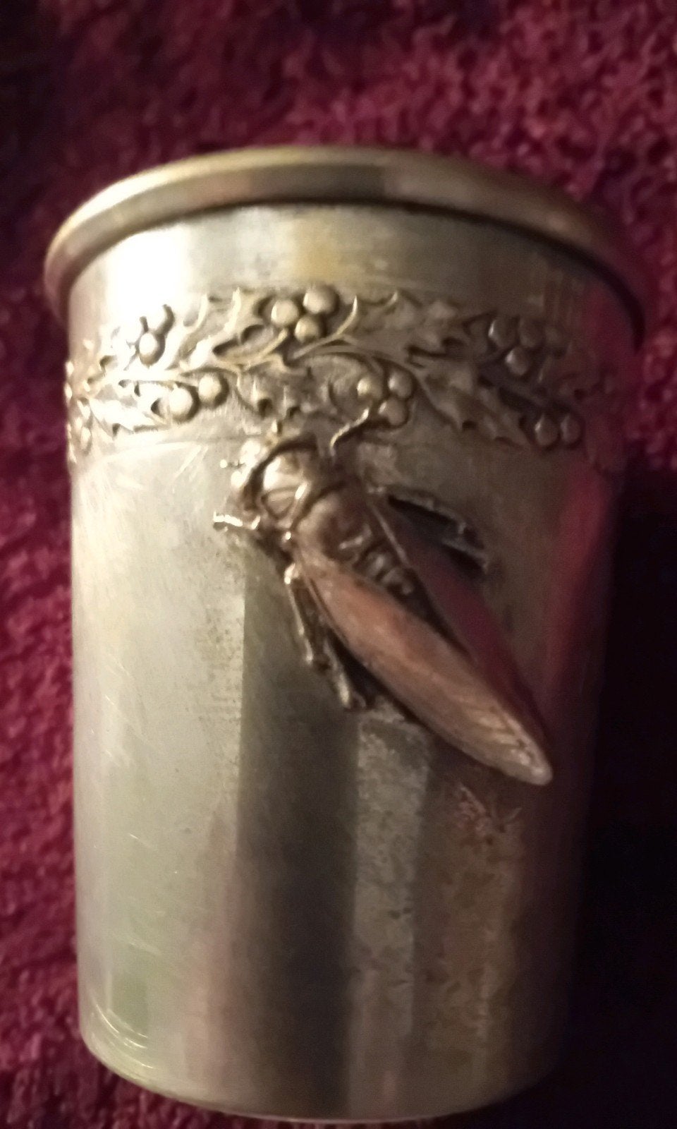 Oud 925 zilveren bekertje met gedetailleerde decoratie, Antiek en Kunst, Ophalen of Verzenden, Zilver