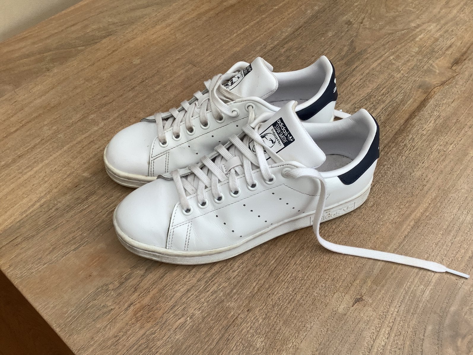 Adidas Stan Smith original sneakers wit/blauw maat 38 2/3, Ophalen of Verzenden, Gedragen