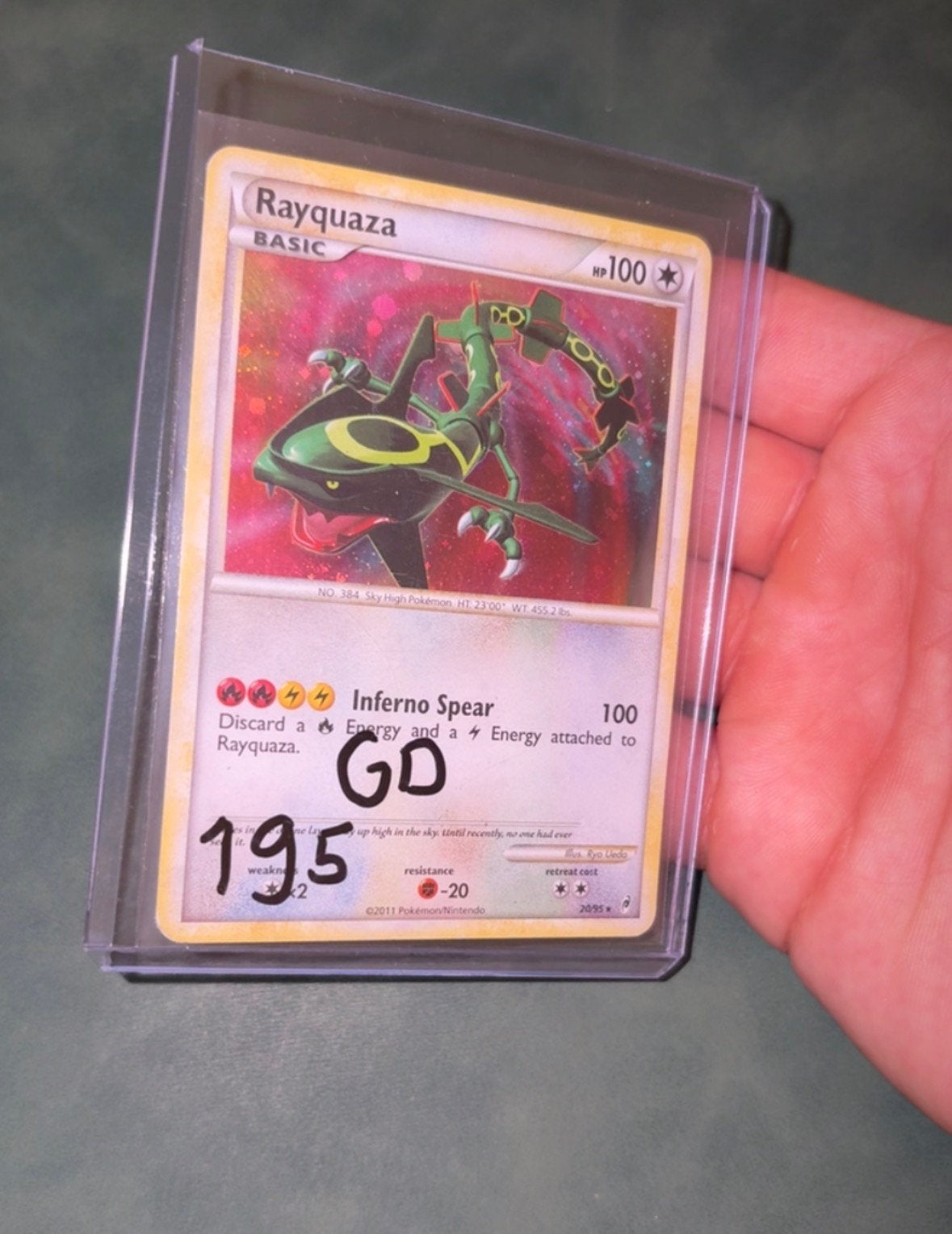 Rayquaza holo Call of legends 20/95 pokemon kaart 2011 vinta, Ophalen of Verzenden, Zo goed als nieuw