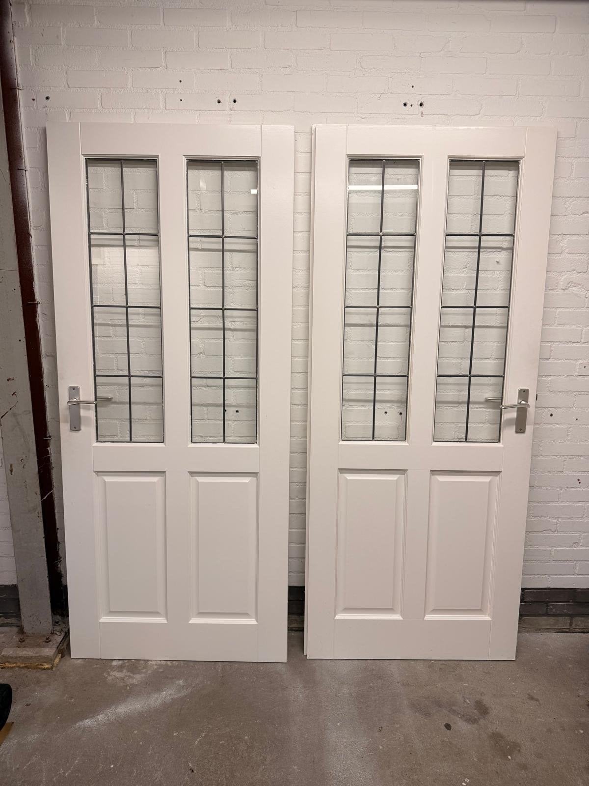 Set van 2 binnendeuren met glas en roedeverdeling, Ophalen, 80 tot 100 cm, Binnendeur, Minder dan 200 cm