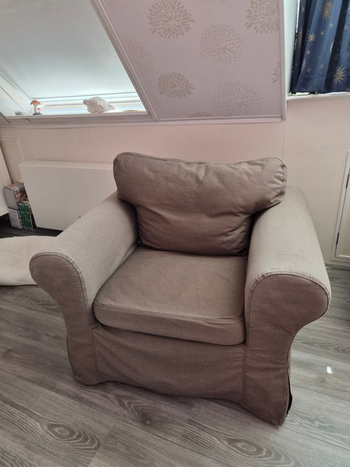 IKEA Ektorp fauteuil met wasbare bruine hoes, Ophalen, Gebruikt, 75 tot 100 cm, 75 tot 100 cm