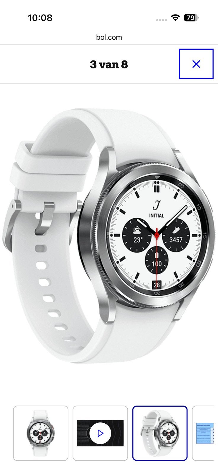 Samsung Galaxy Watch 4 Classic 42mm Zwart met extra bandje, Sieraden, Tassen en Uiterlijk, Smartwatches, Hartslag, Wit, Ophalen of Verzenden
