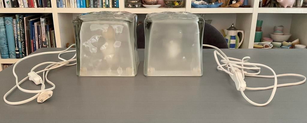 2x vintage IKEA Iviken Ice Cube lamp; €50 per stuk, Ophalen of Verzenden, Zo goed als nieuw, Minder dan 50 cm