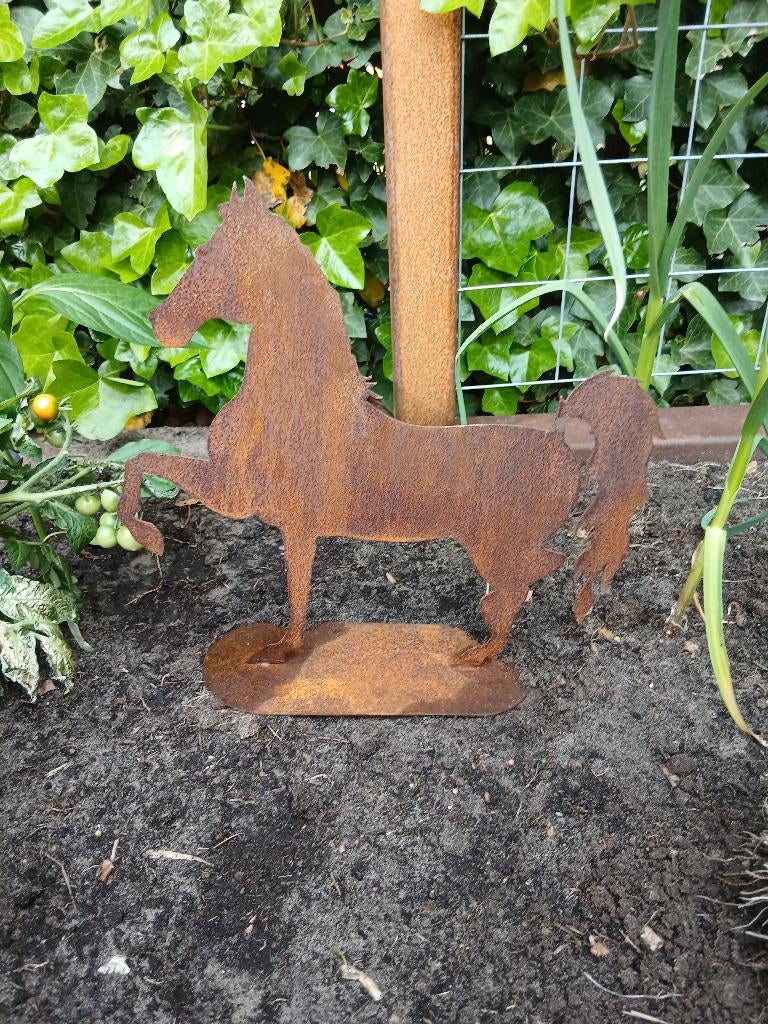 Cortenstaal tuindecoratie paard, Tuin en Terras, Tuinbeelden, Ophalen of Verzenden, Nieuw, Metaal, Overige typen