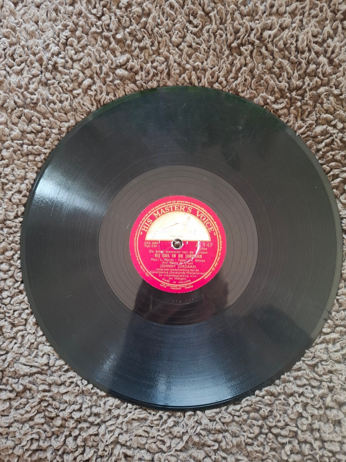 Johnny Jordaan - Bij ons in de Jordaan - 78 toerenplaat, Gebruikt, 10 inch, Ophalen of Verzenden, Levenslied of Smartlap