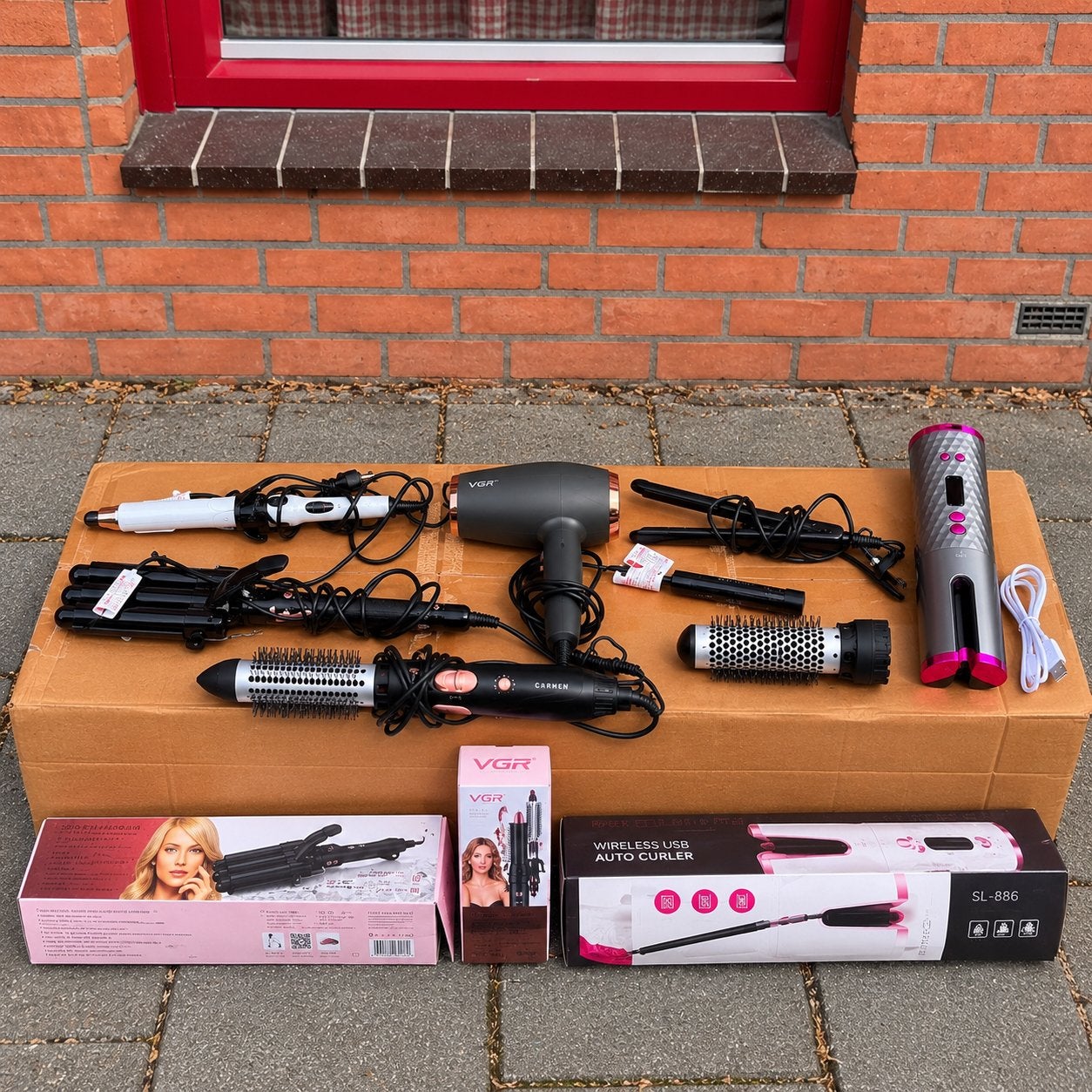 Pakket haartools merk ELLE & Carmen, Ophalen of Verzenden, Nieuw, Krultang of Stijltang